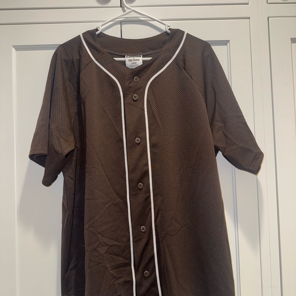 Brown Button-Up Shirt with White Trim